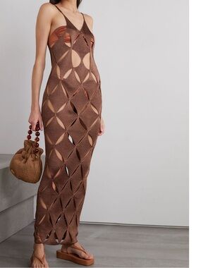 ISA BOULDER - First Argyle cutout knitted maxi dress